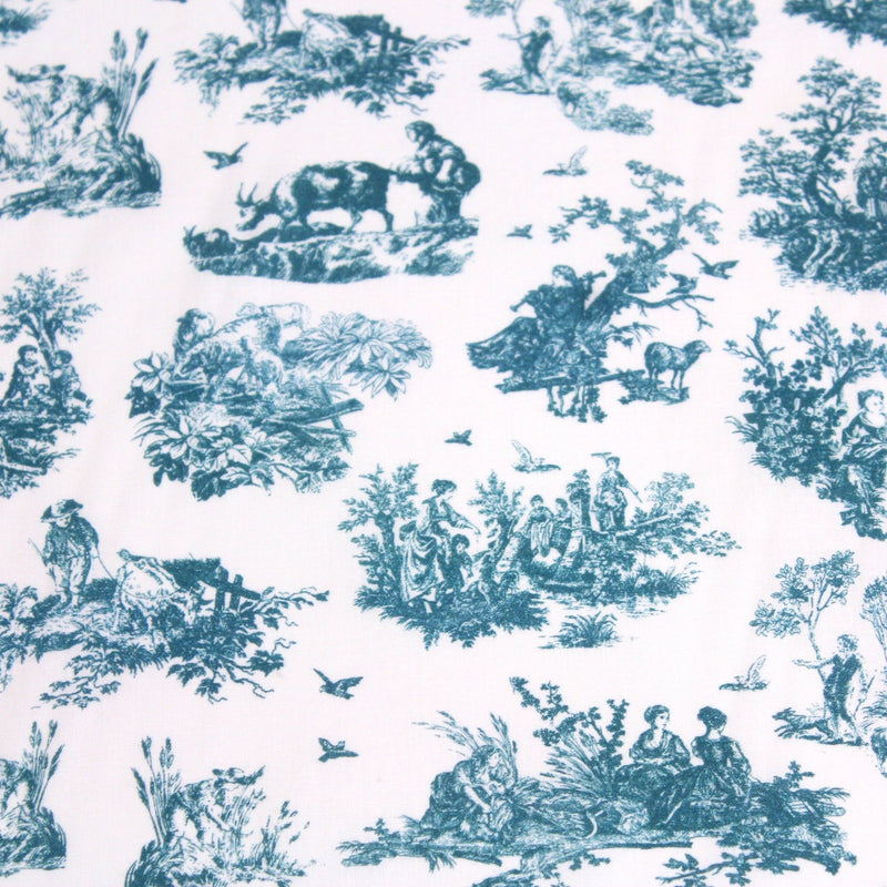 Tissu cotonnade Toile de Jouy OBER blanc : nombreuses couleurs - OEKO - TEX - tissuspipi.com
