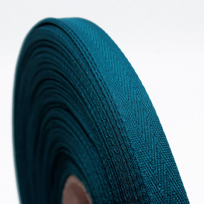 Ruban de sergé bleu pétrole 10mm - Galette de 50 mètres - Fabrication française - tissuspipi.com