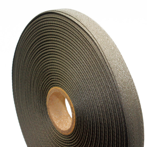 Ruban de sergé taupe 10mm - Galette de 50 mètres - Fabrication française - tissuspipi.com