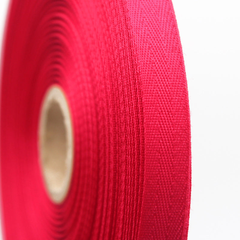 Ruban de sergé rose framboise 10mm - Galette de 50 mètres - Fabrication française - tissuspipi.com