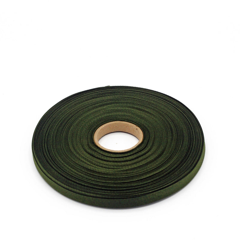 Ruban de sergé vert kaki 10mm - Galette de 50 mètres - Fabrication française - tissuspipi.com
