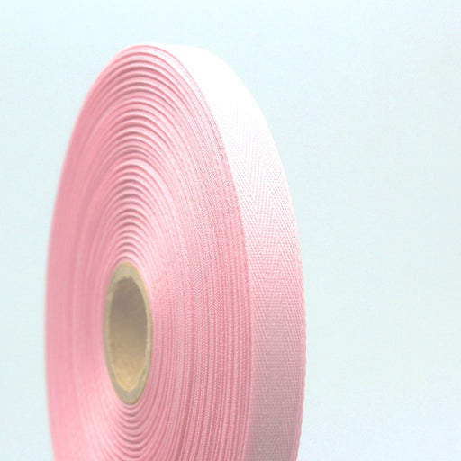 Ruban de sergé rose pâle 10mm - Galette de 50 mètres - Fabrication française - tissuspipi.com