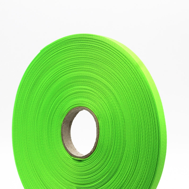 Ruban de sergé vert fluo 10mm - Galette de 50 mètres - Fabrication française - tissuspipi.com