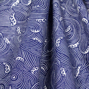 Tissu cotonnade vagues japonaises NAMI bleu roi et blanches, façon Kanagawa par Hokusai - OEKO - TEX STANDARD 100 - tissuspipi.com