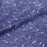 Tissu cotonnade vagues japonaises NAMI bleu roi et blanches, façon Kanagawa par Hokusai - OEKO - TEX STANDARD 100 - tissuspipi.com