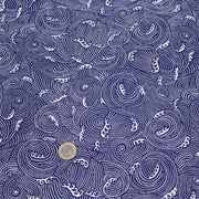 Tissu cotonnade vagues japonaises NAMI bleu roi et blanches, façon Kanagawa par Hokusai - OEKO - TEX STANDARD 100 - tissuspipi.com