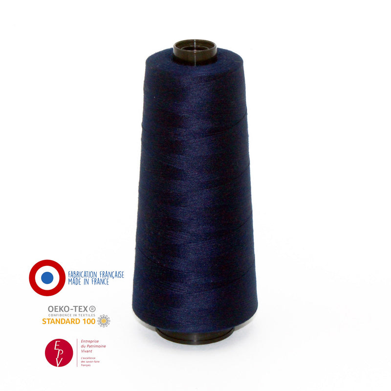 Cône de fil bleu marine - 4300m - Fabrication française - Oeko - Tex - tissuspipi.com