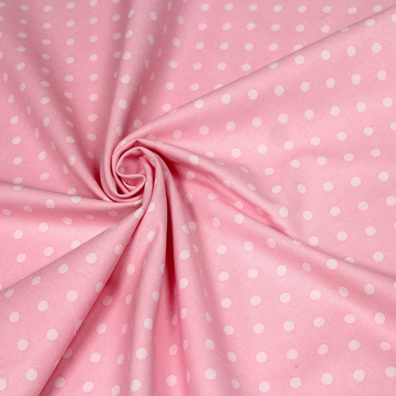 Tissu de coton rose à pois roses pâle 6mm - COLLECTION POLKA DOT - tissuspipi.com