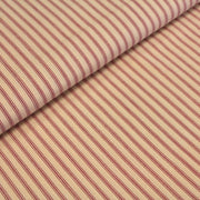 Tissu cotonnade, crème à rayures rouges - tissuspipi.com