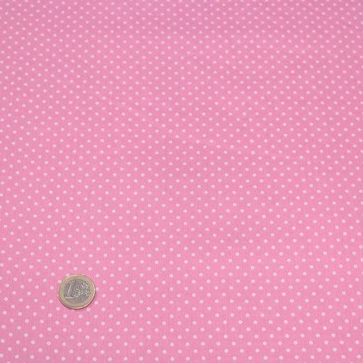 Tissu popeline de coton rose à pois blancs - COLLECTION POLKA DOT - Oeko - Tex - tissuspipi.com