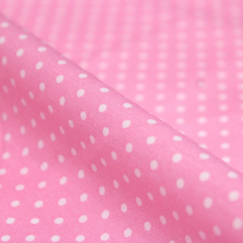 Tissu popeline de coton rose à pois blancs - COLLECTION POLKA DOT - Oeko - Tex - tissuspipi.com