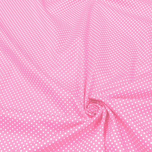 Tissu popeline de coton rose à pois blancs - COLLECTION POLKA DOT - Oeko - Tex - tissuspipi.com