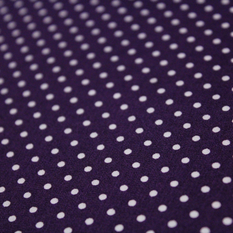 Tissu popeline de coton violet aubergine à pois blancs - COLLECTION POLKA DOT - Oeko - Tex - tissuspipi.com
