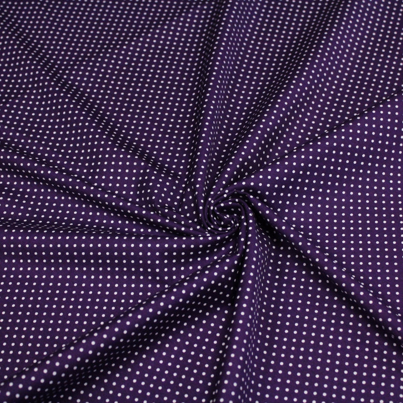 Tissu popeline de coton violet aubergine à pois blancs - COLLECTION POLKA DOT - Oeko - Tex - tissuspipi.com