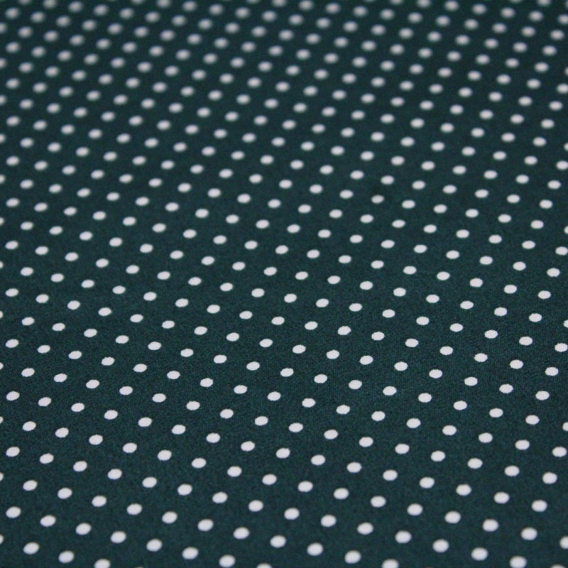 Tissu popeline de coton vert anglais à pois blancs - COLLECTION POLKA DOT - Oeko - Tex - tissuspipi.com