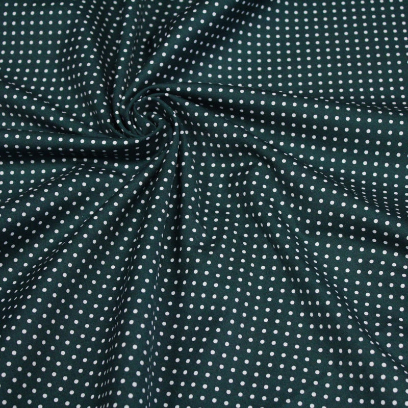 Tissu popeline de coton vert anglais à pois blancs - COLLECTION POLKA DOT - Oeko - Tex - tissuspipi.com