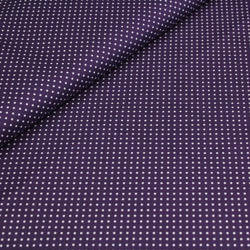 Tissu popeline de coton violet aubergine à pois blancs - COLLECTION POLKA DOT - Oeko - Tex - tissuspipi.com