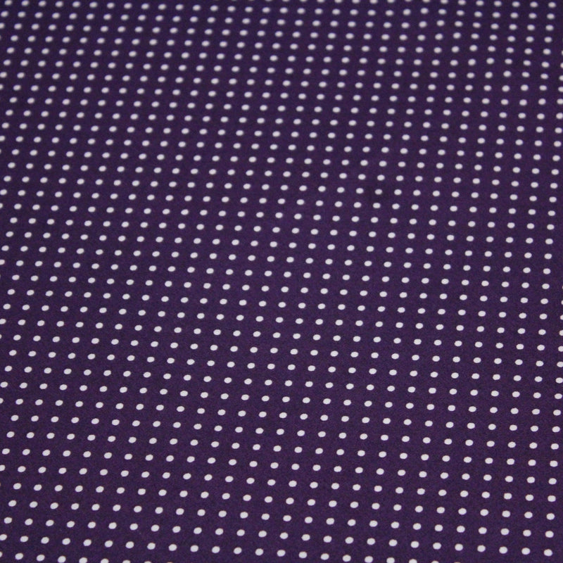 Tissu popeline de coton violet aubergine à pois blancs - COLLECTION POLKA DOT - Oeko - Tex - tissuspipi.com