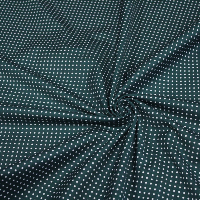 Tissu popeline de coton vert anglais à pois blancs - COLLECTION POLKA DOT - Oeko - Tex - tissuspipi.com