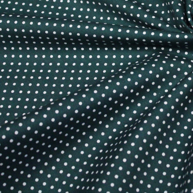 Tissu popeline de coton vert anglais à pois blancs - COLLECTION POLKA DOT - Oeko - Tex - tissuspipi.com