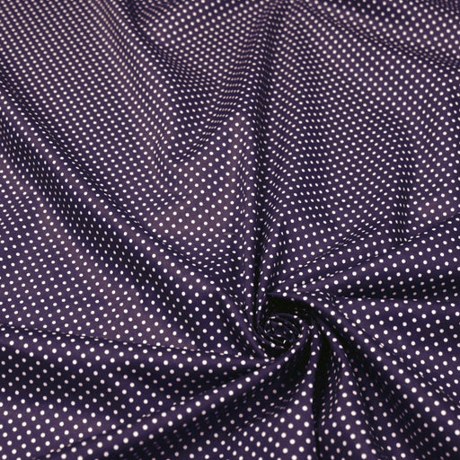 Tissu popeline de coton violet aubergine à pois blancs - COLLECTION POLKA DOT - Oeko - Tex - tissuspipi.com
