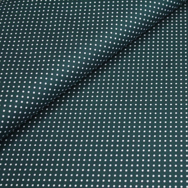 Tissu popeline de coton vert anglais à pois blancs - COLLECTION POLKA DOT - Oeko - Tex - tissuspipi.com