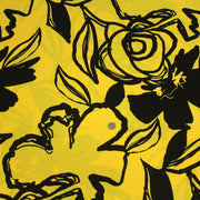 Tissu jersey de viscose jaune aux grandes fleurs noires - COLLECTION ETHNIQUE - tissuspipi.com