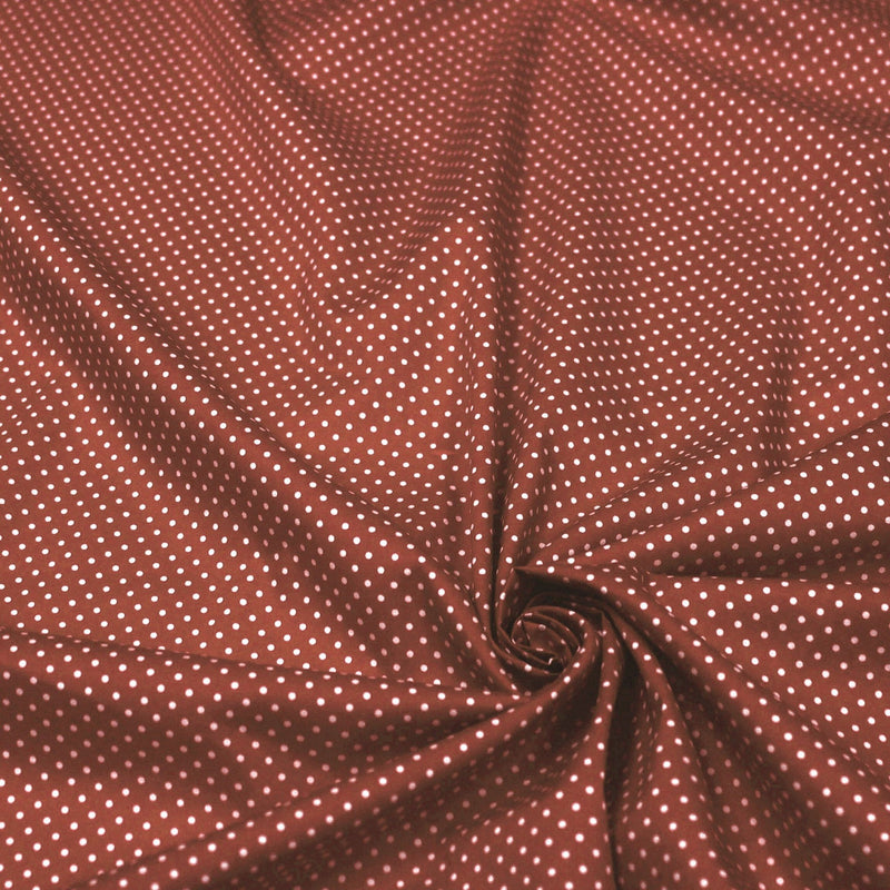 Tissu popeline de coton orange rouille à pois blancs - COLLECTION POLKA DOT - Oeko - Tex - tissuspipi.com