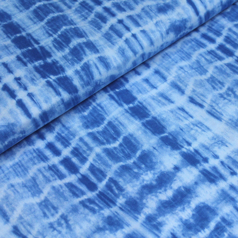 Tissu de coton tie & dye bleu des mers - tissuspipi.com