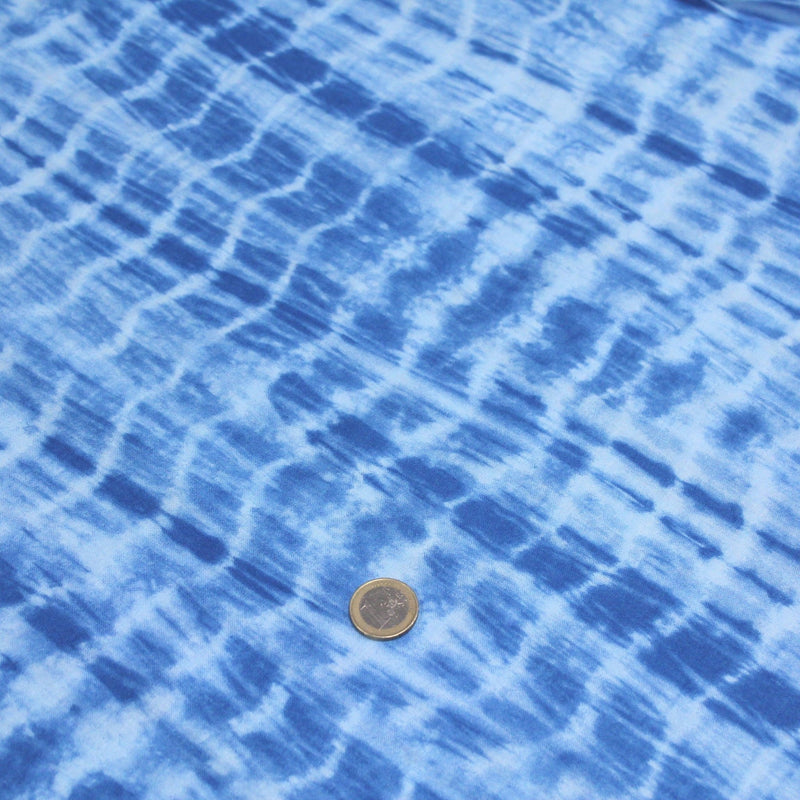 Tissu de coton tie & dye bleu des mers - tissuspipi.com