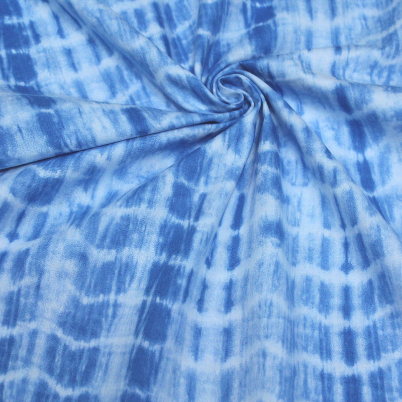 Tissu de coton tie & dye bleu des mers - tissuspipi.com
