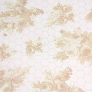 Tissu popeline coton WIMBLEDON, fond nid d'abeille & fleurs jaune pâle, motif britannique - tissuspipi.com