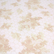 Tissu popeline coton WIMBLEDON, fond nid d'abeille & fleurs jaune pâle, motif britannique - tissuspipi.com