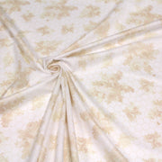 Tissu popeline coton WIMBLEDON, fond nid d'abeille & fleurs jaune pâle, motif britannique - tissuspipi.com