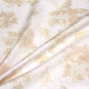 Tissu popeline coton WIMBLEDON, fond nid d'abeille & fleurs jaune pâle, motif britannique - tissuspipi.com