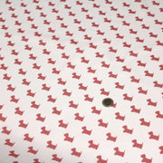 Tissu popeline de coton aux petits chiens vieux rose, fond blanc - tissuspipi.com