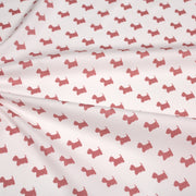 Tissu popeline de coton aux petits chiens vieux rose, fond blanc - tissuspipi.com