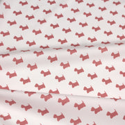 Tissu popeline de coton aux petits chiens vieux rose, fond blanc - tissuspipi.com