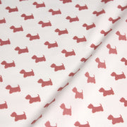Tissu popeline de coton aux petits chiens vieux rose, fond blanc - tissuspipi.com