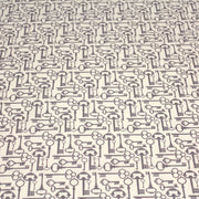 Tissu popeline de coton aux clefs vintage taupe, fond écru - tissuspipi.com