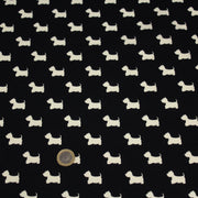 Tissu popeline de coton aux petits chiens blancs, fond noir - tissuspipi.com