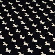 Tissu popeline de coton aux petits chiens blancs, fond noir - tissuspipi.com