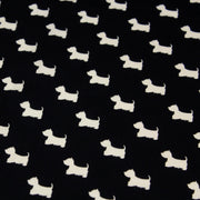 Tissu popeline de coton aux petits chiens blancs, fond noir - tissuspipi.com
