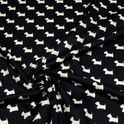 Tissu popeline de coton aux petits chiens blancs, fond noir - tissuspipi.com