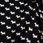Tissu popeline de coton aux petits chiens blancs, fond noir - tissuspipi.com