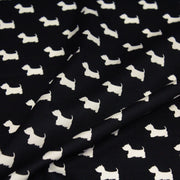 Tissu popeline de coton aux petits chiens blancs, fond noir - tissuspipi.com