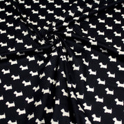 Tissu popeline de coton aux petits chiens blancs, fond noir - tissuspipi.com