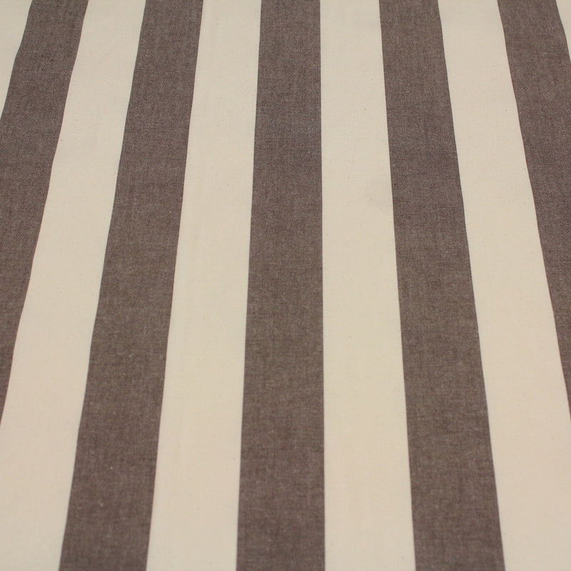 Tissu toile transat de coton HONFLEUR aux rayures marron & écrues - Fabrication française - tissuspipi.com