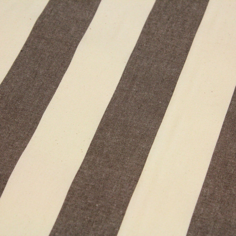 Tissu toile transat de coton HONFLEUR aux rayures marron & écrues - Fabrication française - tissuspipi.com