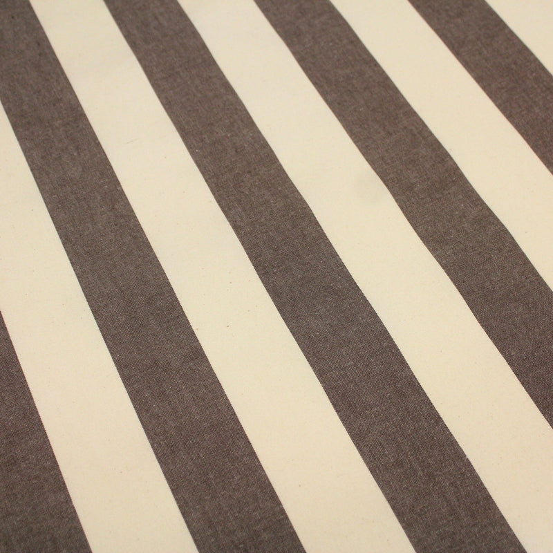 Tissu toile transat de coton HONFLEUR aux rayures marron & écrues - Fabrication française - tissuspipi.com